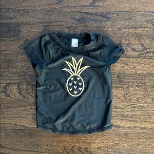 Cat and Jack Girls Black Shirt with Gold Pineapple Design Size Medium